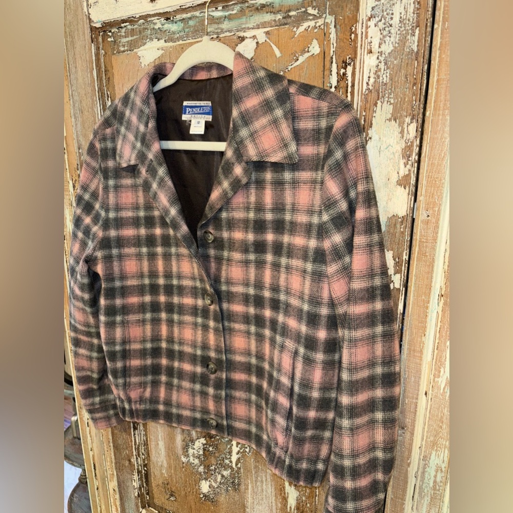 Pendleton Wool Button Down Jacket Pink And Gray P… - image 2